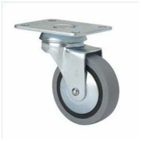 Rueda de Mobiliario 50 mm Goma Gris Placa 46x46