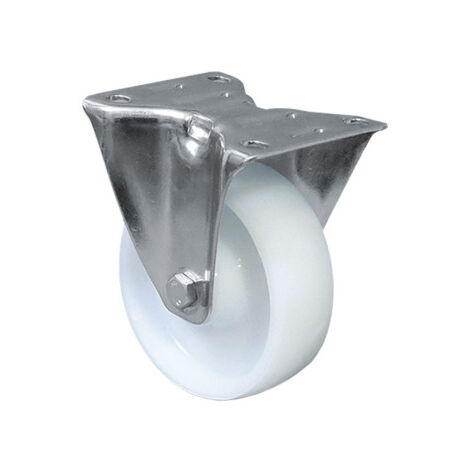 Rueda de nylon giratoria con cojinete liso para pesos de hasta 150 kg varios diámetros                 Ø80mm x 30mm Placa 105 x 80mm Taladro 9mm Alto 105mm 150kg
