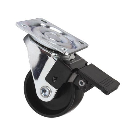 Rueda de polipropileno con placa de 42 mm y freno con diámetros desde 25mm hasta 50 mm para pesos hasta 50 kg COFAN                 Ø40mm x 20mm Placa 42 x 42mm Taladro 5mm Alto 53mm 40kg