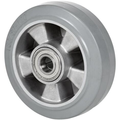 rueda degb200-20-60 nucleo aluminio y banda goma gris elastica bolas
