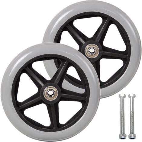 Rueda delantera de 7 pulgadas, 2 ruedas de repuesto para silla de ruedas, llanta sólida antideslizante, 170 mm, gris/negro, ruedas para sillas de ruedas, andadores, andadores (gris)