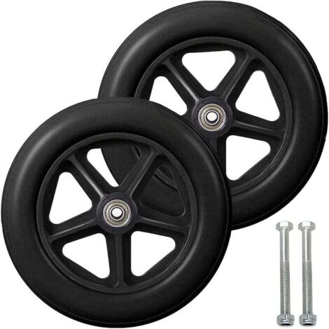 Rueda delantera de 8 pulgadas, 2 ruedas de repuesto para silla de ruedas, neumático sólido antideslizante, 190 mm gris en negro