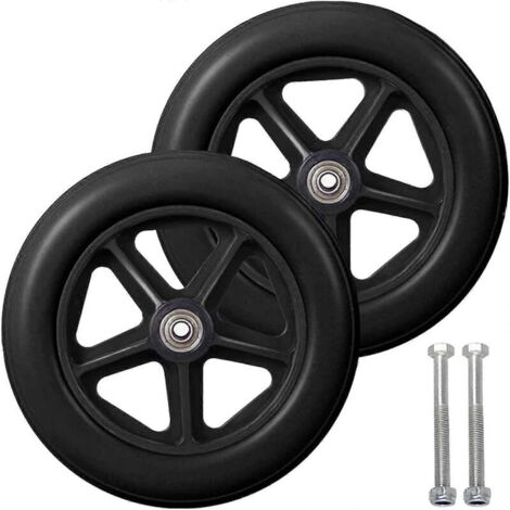 Rueda delantera de 8 pulgadas, 2 ruedas de repuesto para silla de ruedas, neumático sólido antideslizante, 190 mm gris en negro