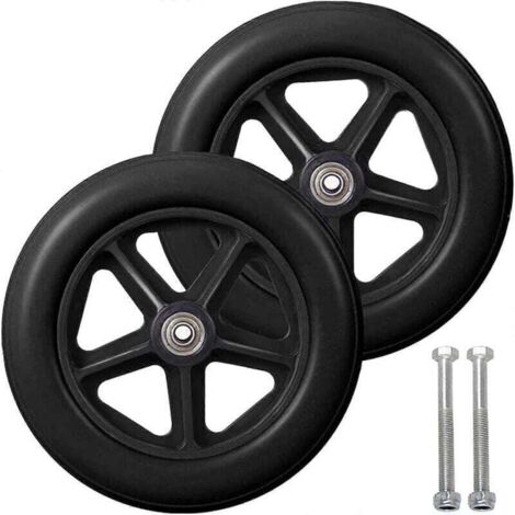 Rueda delantera de 8 pulgadas, 2 ruedas de repuesto para silla de ruedas, neumático sólido antideslizante, 190 mm gris en negro