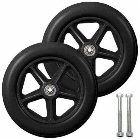 Rueda delantera de 8 pulgadas, 2 ruedas de repuesto para sillas de ruedas, neumático sólido antideslizante, 190 mm gris en negro, ruedas para sillas de ruedas, andadores, andadores (negro)