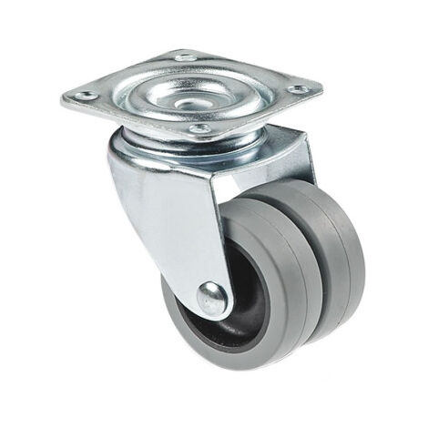 Rueda doble de polipropileno con placa de 60 mm y diámetro de 50 mm para pesos de hasta 70 kg 09403405