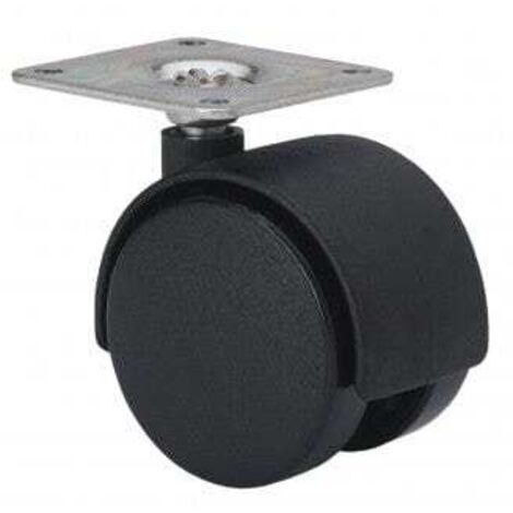 Rueda doble plastico negro 40mm placa zin 1-0239
