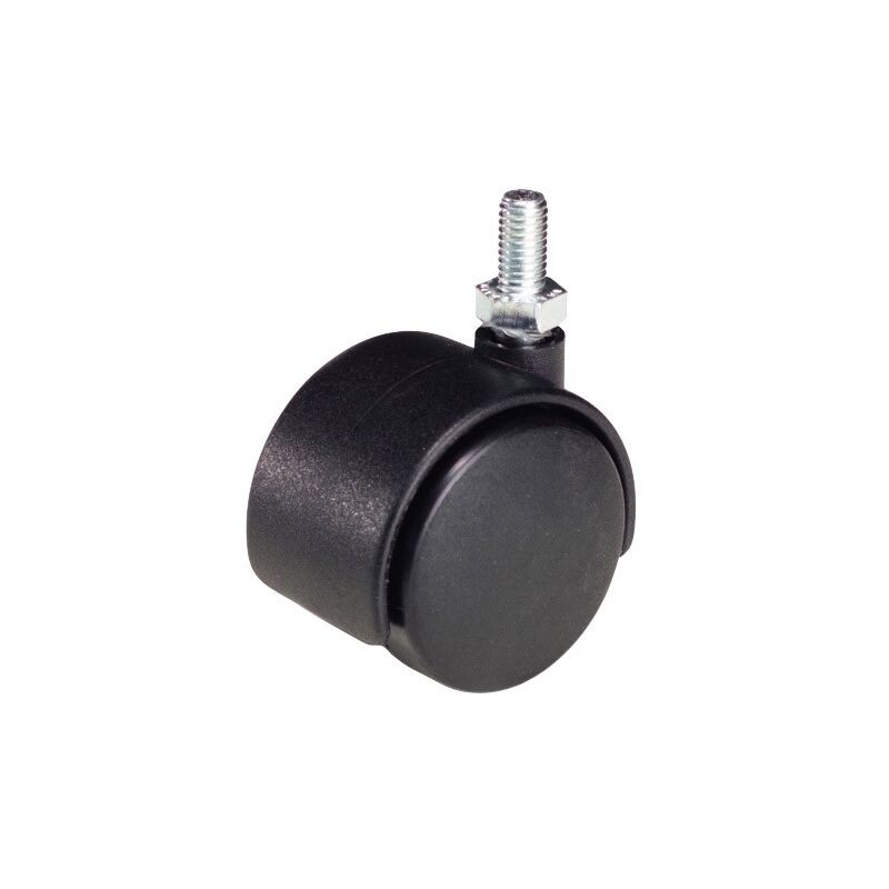 

Rueda domestica nylon negro espiga m8x40 mm.