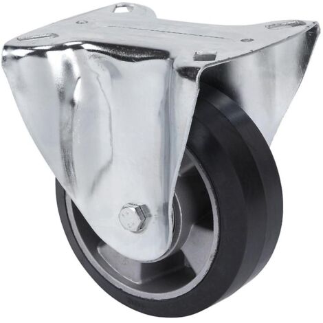 rueda fija  111-125-2 aluminio-goma negra elastica eje bolas