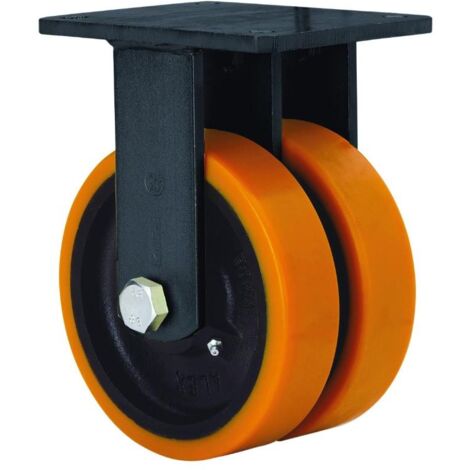 rueda fija  17hlg200-hub hierro-poliur.naranja(doble) eje bolas