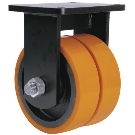 rueda fija  17hlr300-hub hierro-poliur.naranja(doble) eje bolas