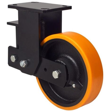 rueda fija  17hlsb200-hub suspension hierro-poliur.naranja eje bolas