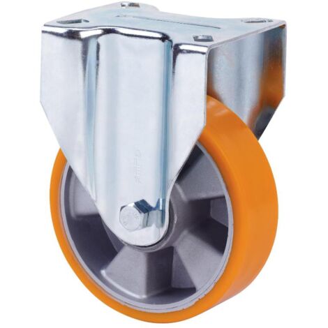 rueda fija  17tv125-aub (ancha) aluminio-poliur.naranja eje bolas