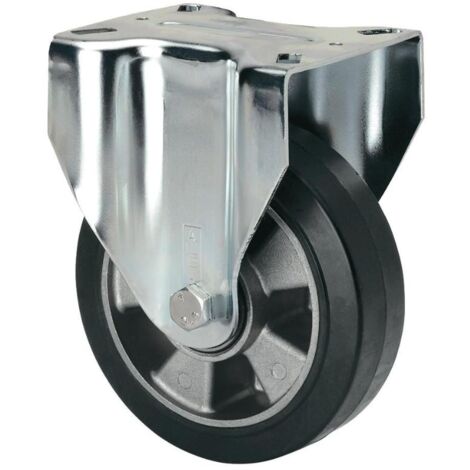 rueda fija  17zv100-deb aluminio-goma negra elastica eje bolas