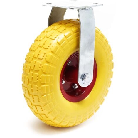 Rueda fija 258x78mm Llanta metálica Soporte montaje fijo Anti-pinchazos Robusta Carretilla Remolque