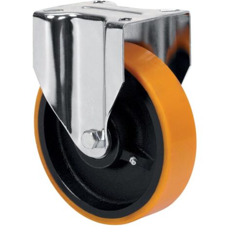 rueda fija  4mm 17zvr200-hub hierro-poliur.naranja eje bolas