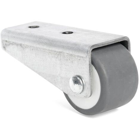 rueda fija anui aro de goma gris d24 h26 soporte de pala larga zincado.