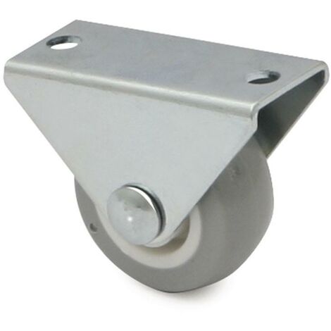 rueda fija azura aro de goma gris ø30 h35 soporte de acero zincado.