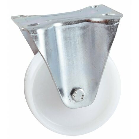 Rueda fija con placa AVL - Rueda nylon blanca Ø 100 - Capacidad de carga 150 kg - 590822O
