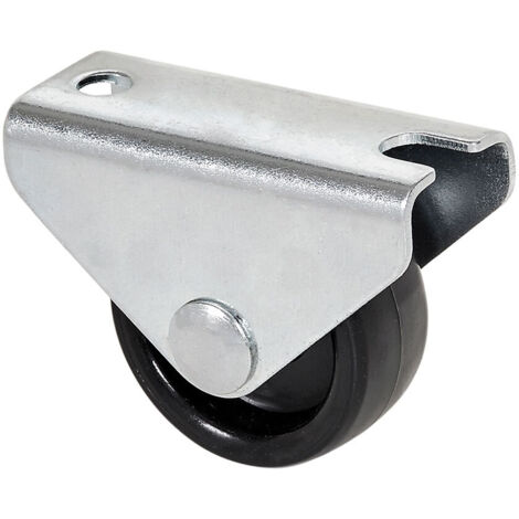 Rueda fija con placa y eje liso de dos fijaciones, color negro, carga máx. 40 kg, ø 2,5 cm
