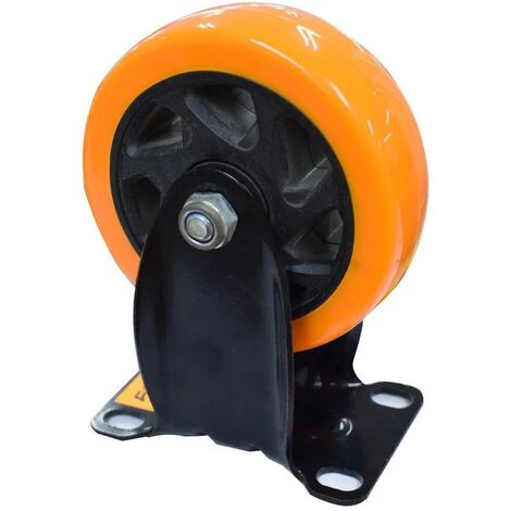 Rueda fija industrial de poliuretano sin freno 125 mm Naranja