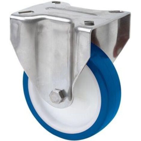 rueda fija  inox.17zvli100-poa poliamix blanco-poliur.azul eje liso