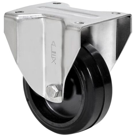 rueda fija  inox.17zvli100-thg goma negra tecnopolimero eje liso