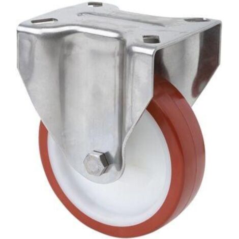 rueda fija  inox.17zvli80-pol poliamix blanco-poliur.marron eje liso