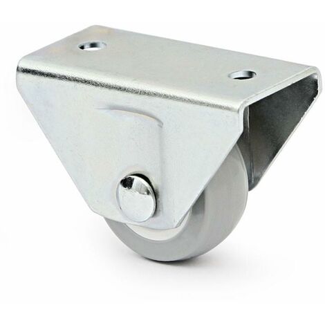 rueda fija oliver aro de goma gris ø30 h39 soporte de acero zincado.