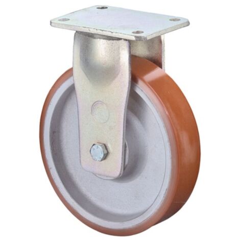 Rueda fija para trabajo pesado D.200mm Trgf.1400kg Placa de PU fundida L200xW160mm BS ROLLEN