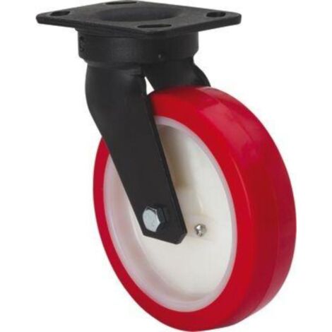 rueda giratora 10gt150-pob nylon blanco-poliur.rojo eje bolas