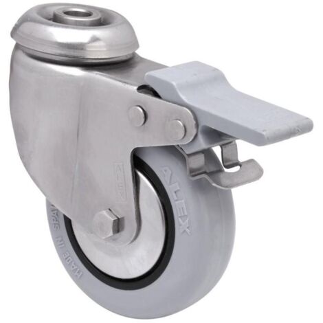 rueda giratora agujer.m10 freno inox.20bhifd60cp-pgia poliamix-goma gris liso
