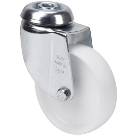 rueda giratora agujero m10 20bh100-sl plastico blanco eje liso