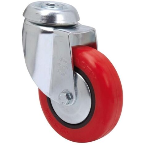 rueda giratora agujero m10 20bh80cp-ppi poliamix-poliur.rojo eje liso