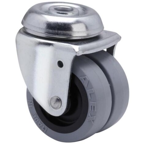 rueda giratora agujero m10 20ir50-pgi poliamix-goma gris (doble) eje liso