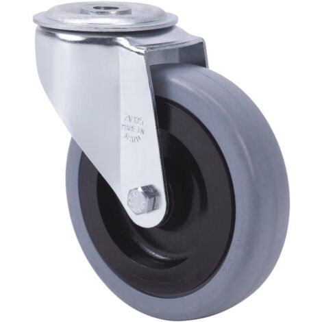 rueda giratora agujero m10 20zvl100cp-pgasb poliamix-goma gris eje bolas