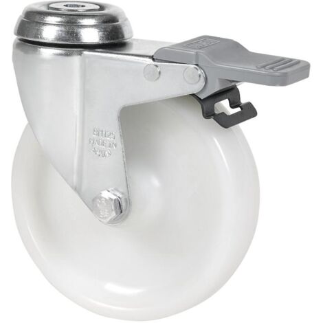 rueda giratora agujero m10 freno 20bhafd100-ut poliamix blanco eje liso