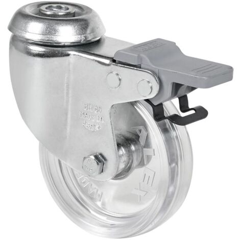 rueda giratora agujero m10 freno 20bhfd100-slc policarbonato transp. liso