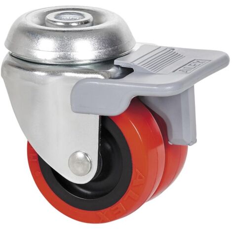 rueda giratora agujero m10 freno 20ifnr50-ppi poliamix-poliur.rojo(doble)liso