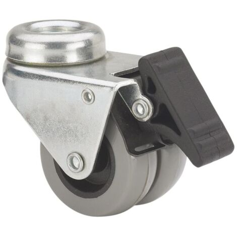 rueda giratora agujero m10 freno 411-050-5 poliamida gris (doble) eje liso