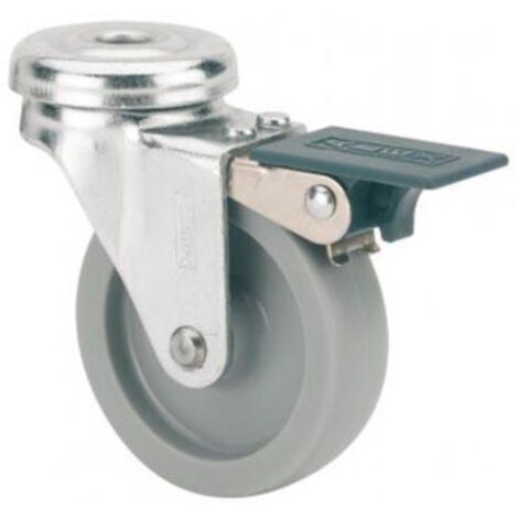 rueda giratora agujero m10 freno 602-050-5 poliamix gris eje liso