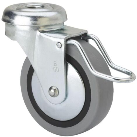 rueda giratora agujero m10 freno varil.601-060-51 poliamix-goma gris eje liso