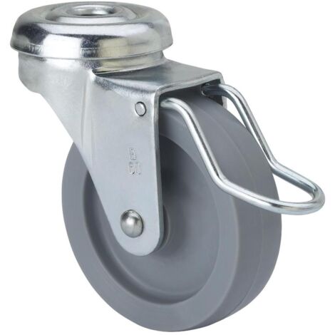 rueda giratora agujero m10 freno varilla 21bsrfv60-bp plastico gris eje liso