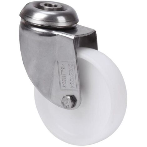 rueda giratora agujero m10 inox.20bhi60-bp plastico blanco eje liso