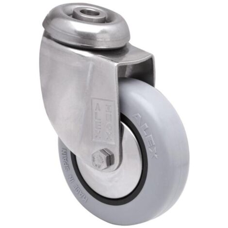 rueda giratora agujero m10 inox.20bhi60cp-pgia poliamix-goma gris eje liso