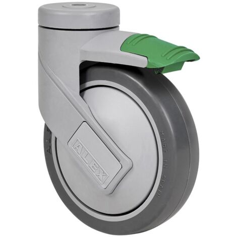 rueda giratora agujero m10 mec.dir.21hcmd125cp-pgaisb goma gris eje bolas