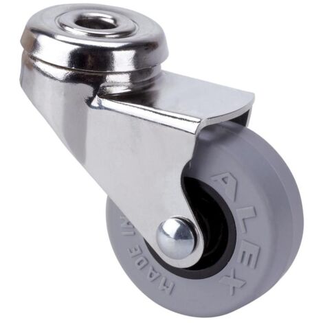 rueda giratora agujero m10 niquel.21bdr50cp-pgi poliamix-goma gris eje liso