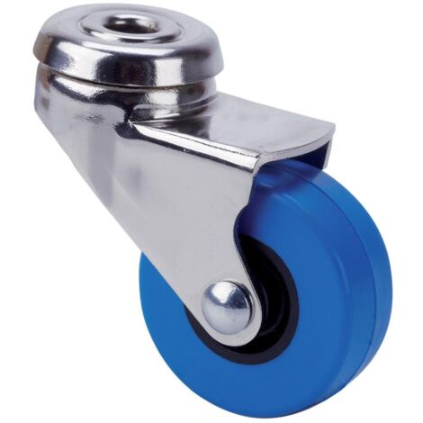 rueda giratora agujero m10 niquel.21bdr50cp-pua poliamix-poliur.azul eje liso