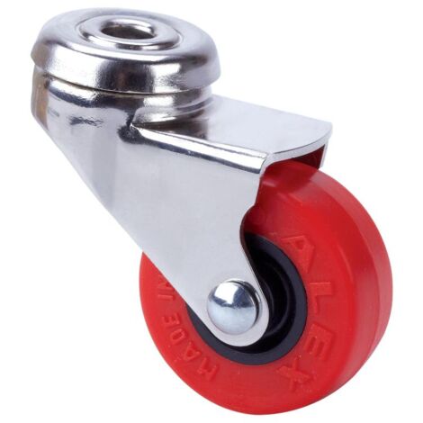 rueda giratora agujero m10 niquel.21bdr60cp-ppi poliamix-poliur.rojo eje liso