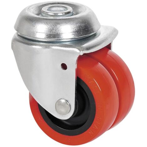 rueda giratora agujero m12 20ir50-ppi poliamix-poliur.rojo (doble) eje liso